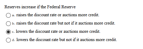 Solved Reserves Increase If The Federal Reserve A. Raises | Chegg.com