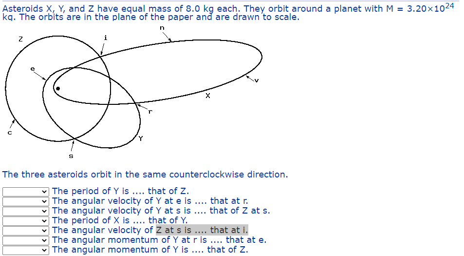 Solved Asteroids X, Y, and Z have equal mass of 8.0 kg each. | Chegg.com