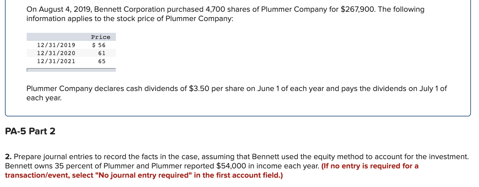 Solved On August 4, 2019, Bennett Corporation purchased | Chegg.com