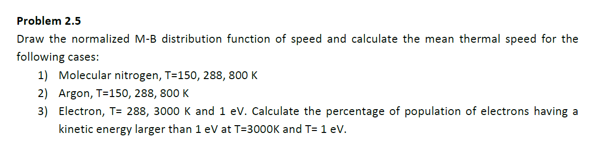 Solved Problem 2.5 Draw the normalized M-B distribution | Chegg.com