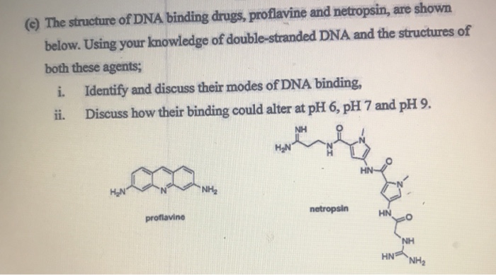 Solved (e) The structure of DNA binding drugs, proflavine | Chegg.com