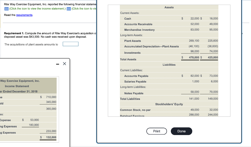 Solved Rite Way Exercise Equipment, Inc. reported the