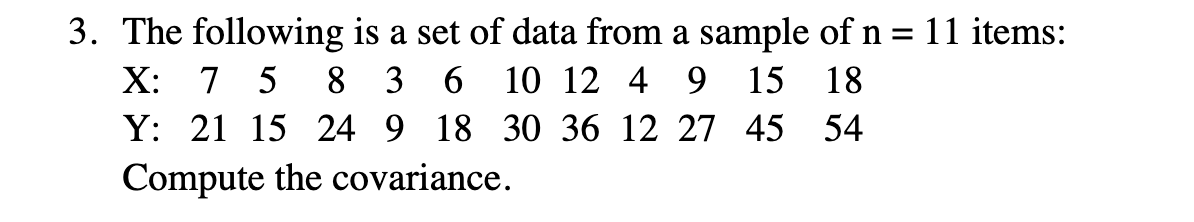 Solved 3. The following is a set of data from a sample of n | Chegg.com