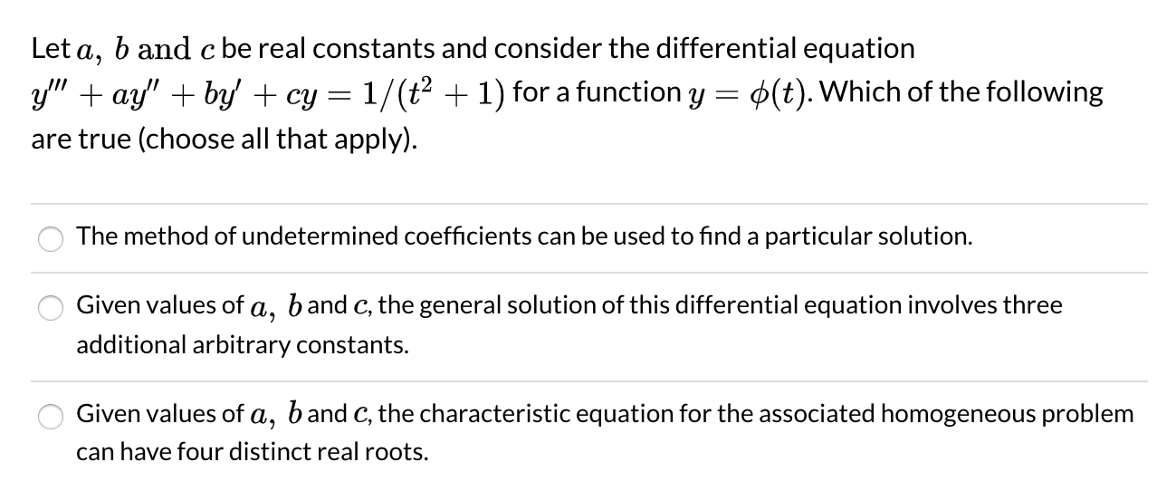 Solved Let A, B And C Be Real Constants And Consider The | Chegg.com