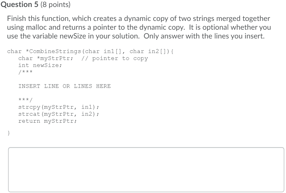 Solved Question 5 (8 points) Finish this function, which | Chegg.com