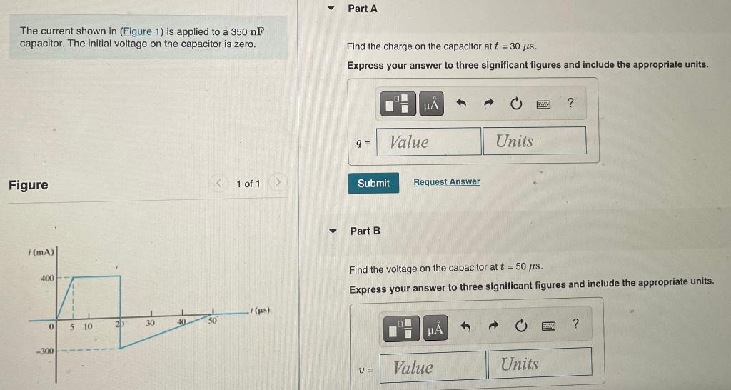 Solved Part A The current shown in (Figure 1) is applied to | Chegg.com
