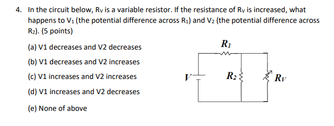 Solved 4. In the circuit below, Ry is a variable resistor. | Chegg.com