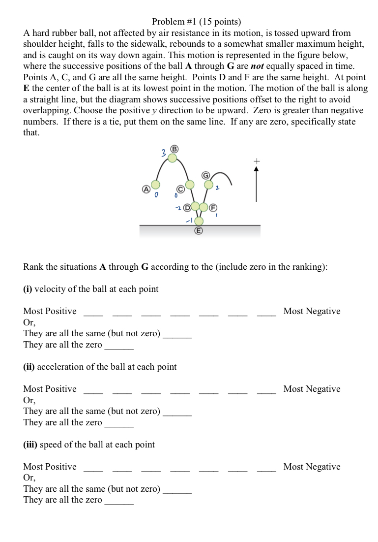Solved Problem \1 (15 points) A hard rubber ball, not