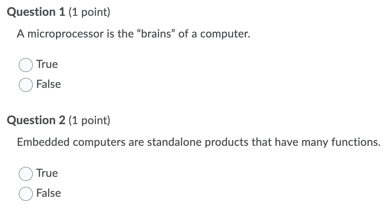 Solved Question 1 (1 point) A microprocessor is the "brains"