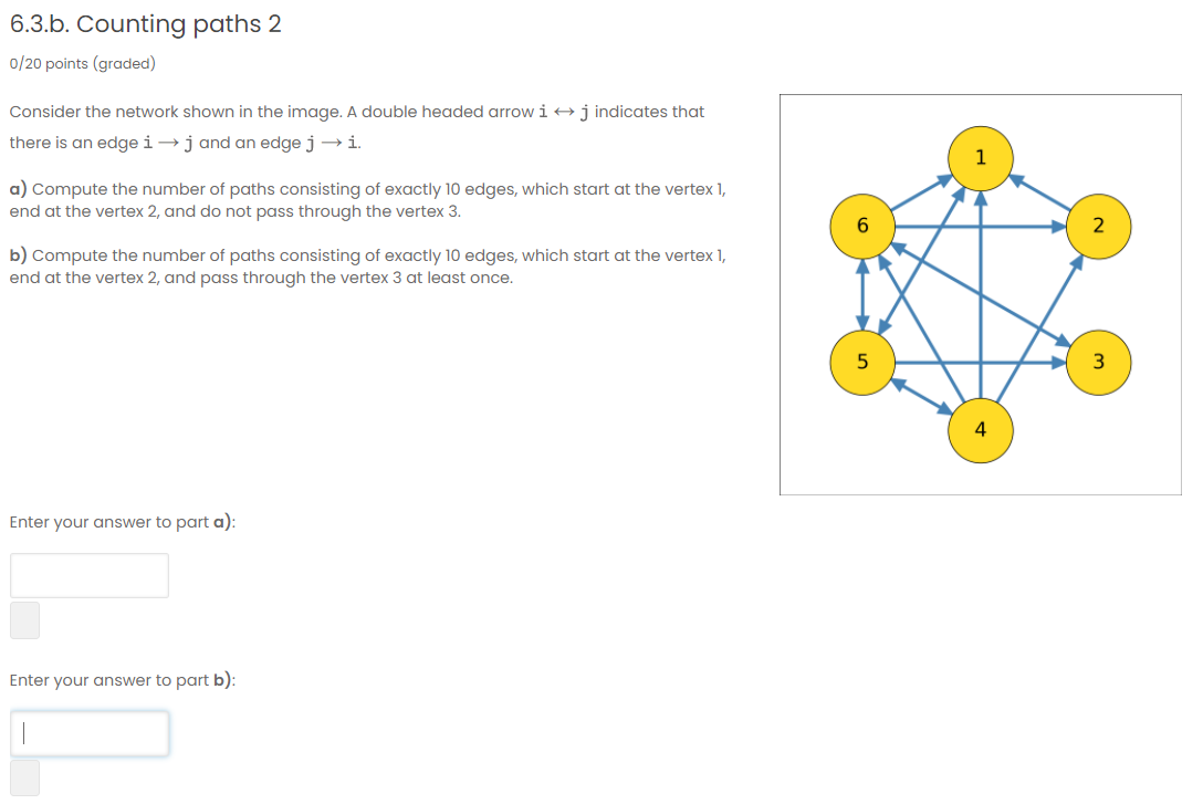 Solved 6.3.b. Counting paths 2 0/20 points (graded) Consider | Chegg.com