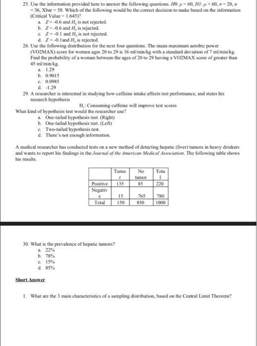 Solved 25. Use the information provided here to answer the | Chegg.com