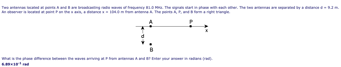 Solved Two Antennas Located At Points A And B Are Chegg Com