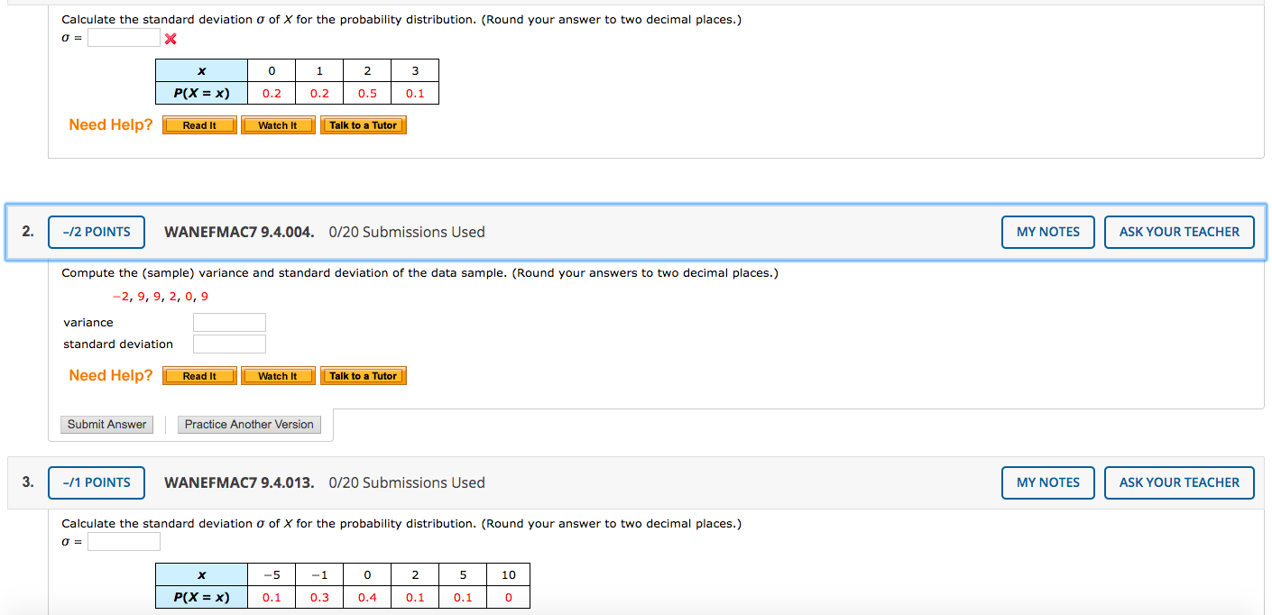 Solved Calculate the standard deviation o of X for the | Chegg.com