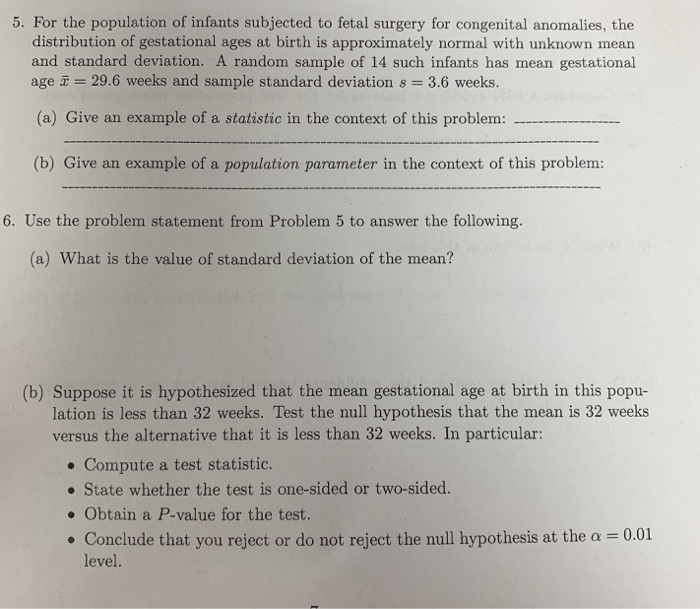 Solved 5. For the population of infants subjected to fetal | Chegg.com