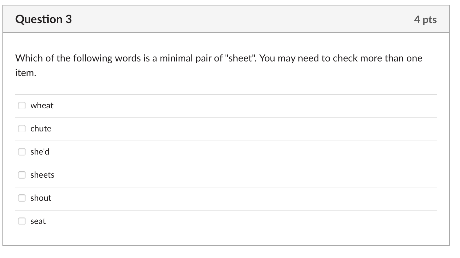 Solved Question 3 4 pts Which of the following words is a | Chegg.com