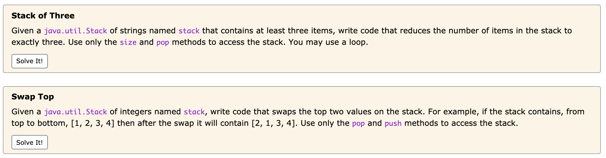 Solved Stack of Three Given a java.util.Stack of strings | Chegg.com