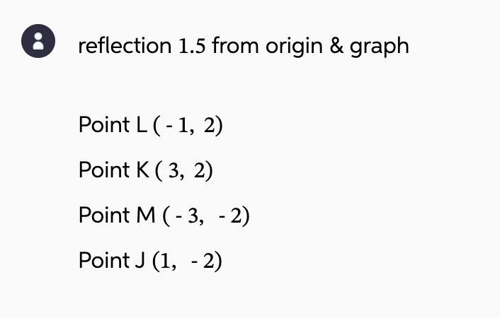 reflection 1.5 ﻿from origin & graphPoint L(-1,2)Point | Chegg.com