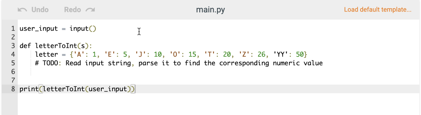 Solved 89. code in python. please use the same template in | Chegg.com