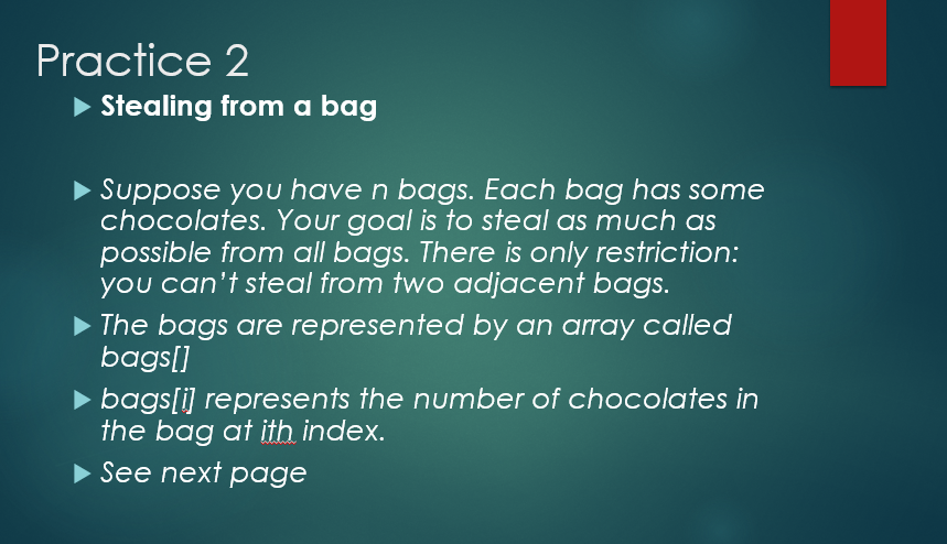 Solved Practice 2 Stealing from a bag Suppose you have n | Chegg.com