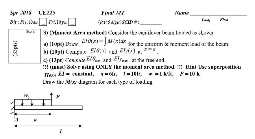 Solved Final M1T Spr 2018 CE225 Dis Fri, 10amL]Fri, Ion] | Chegg.com