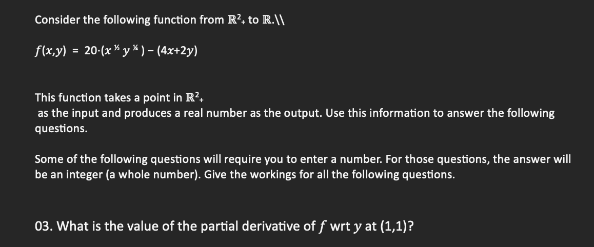 Solved Consider the following function from R2+ to R.∣1 | Chegg.com