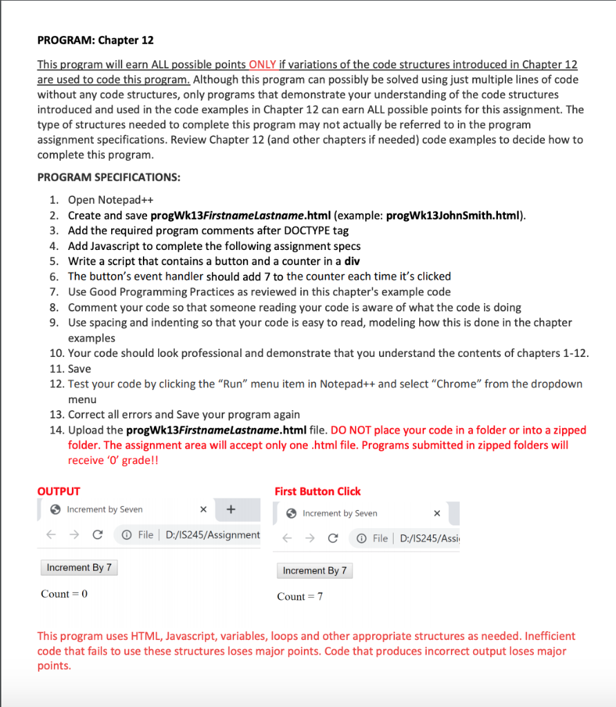 Solved PROGRAM: Chapter 12 This program will earn ALL | Chegg.com