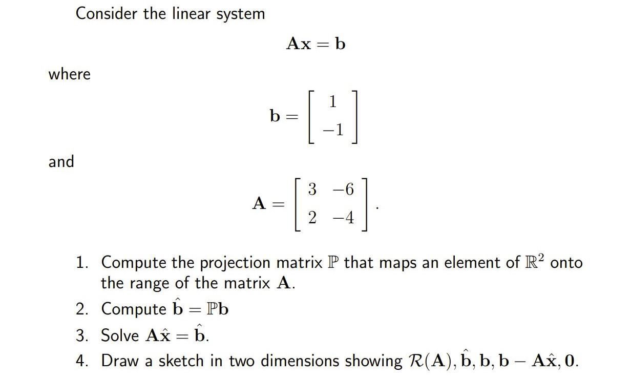 Solved Consider the linear system Ax=b where 1 b = -1 and 3 | Chegg.com
