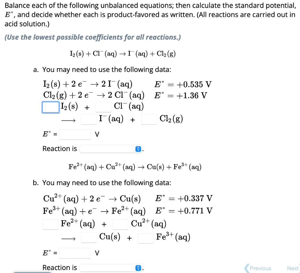 Solved Balance Each Of The Following Unbalanced Equations; | Chegg.com