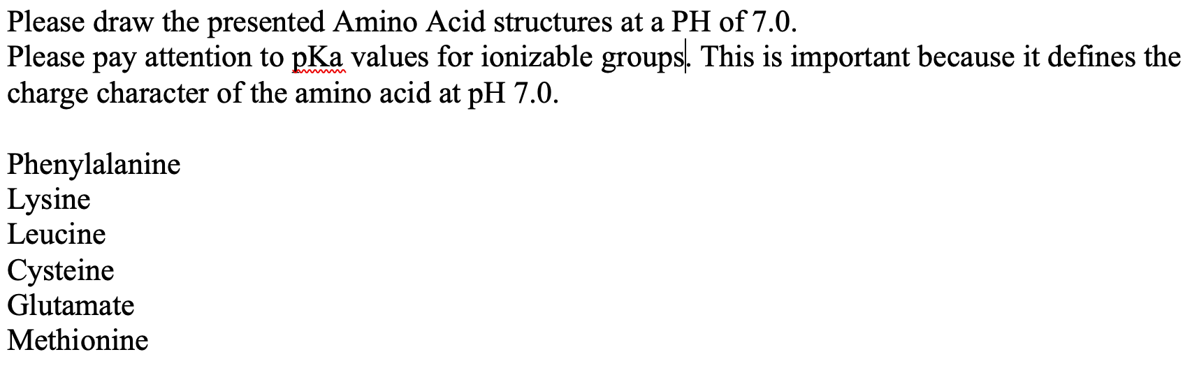 Solved Please Draw The Presented Amino Acid Structures At A