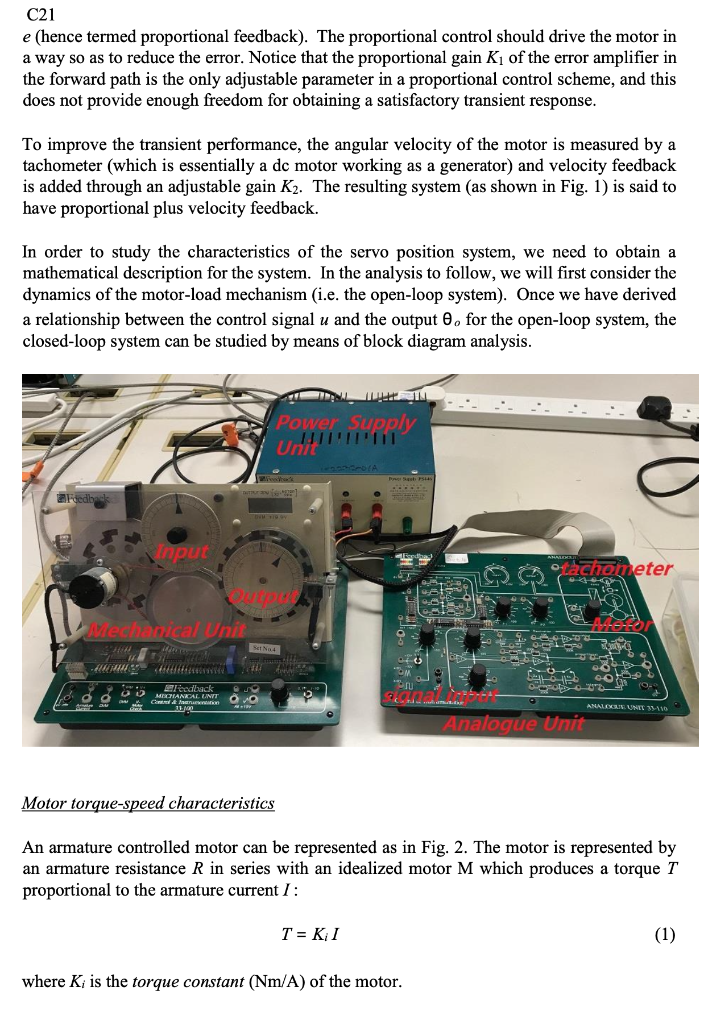 Solved Introduction Fig. 1 shows a servo position control | Chegg.com
