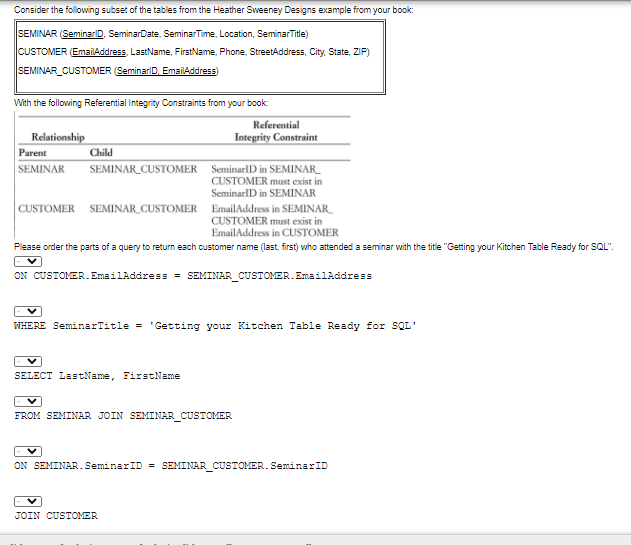 Solved Consider the following subset of the tables from the | Chegg.com