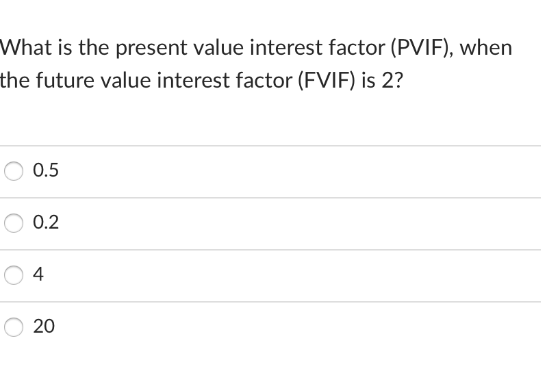 Solved What Is The Present Value Interest Factor (PVIF), | Chegg.com