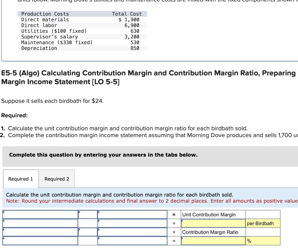 Solved E5-5 (Algo) Calculating Contribution Margin And | Chegg.com