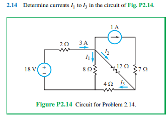 Solved 2.14 ﻿Determine currents I1 ﻿to I3 ﻿in the circuit of | Chegg.com