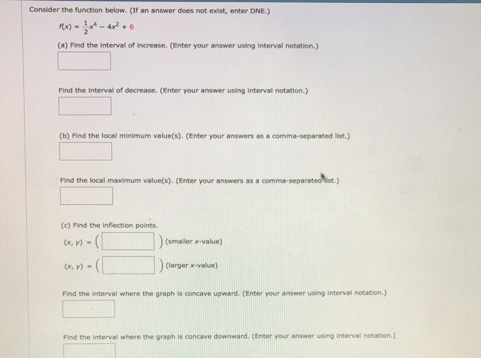 Solved Consider the function below. (If an answer does not | Chegg.com