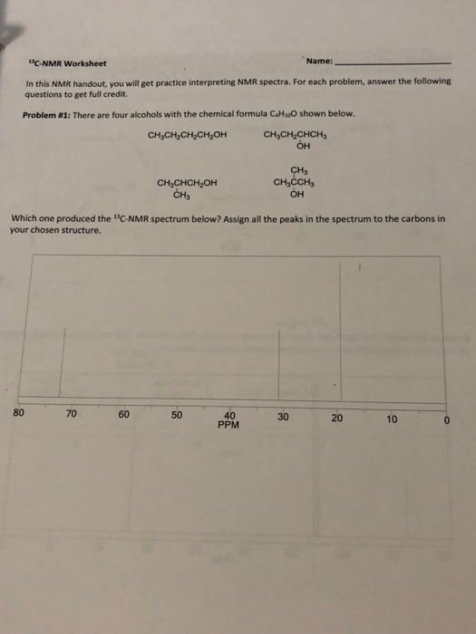 Nmr Worksheet With Answers - Ivuyteq