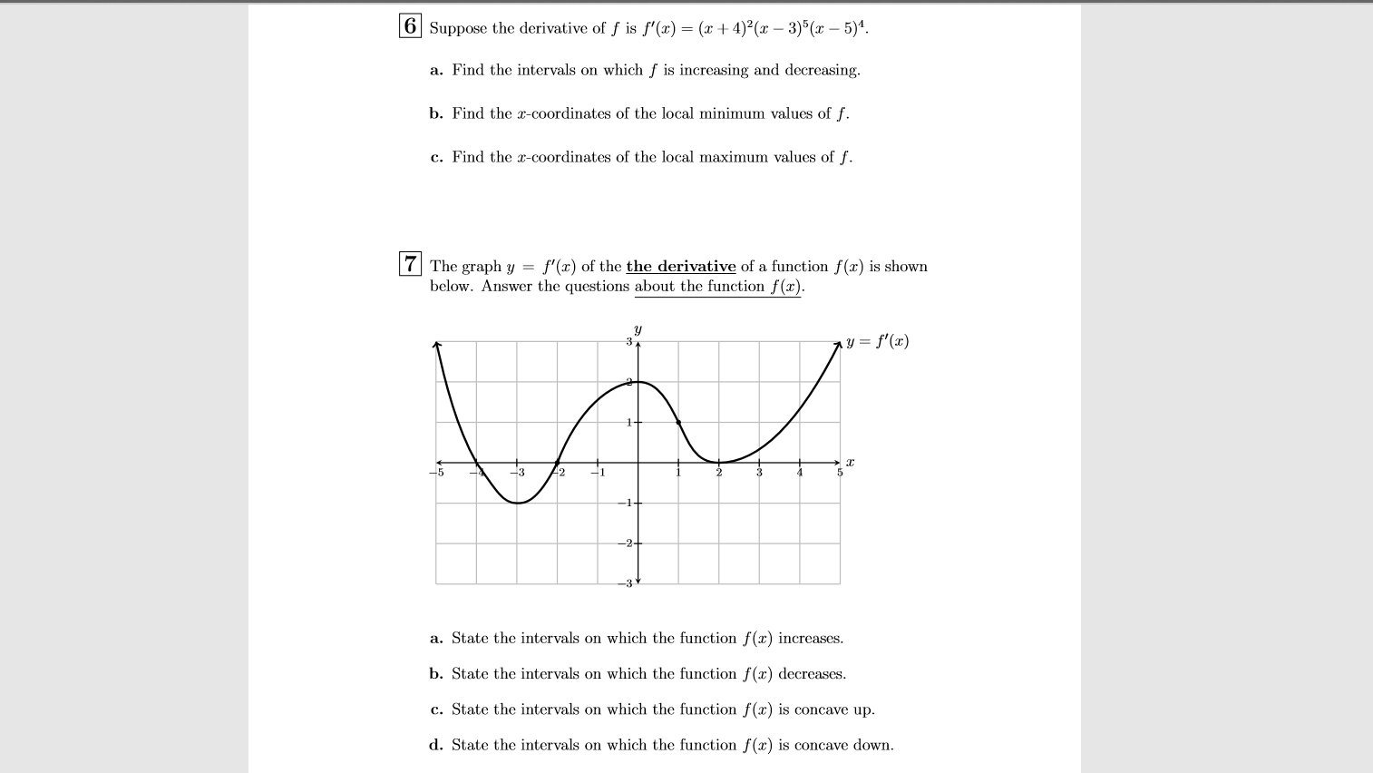 Solved Suppose The Derivative Of F Is F X X 4 X Chegg Com