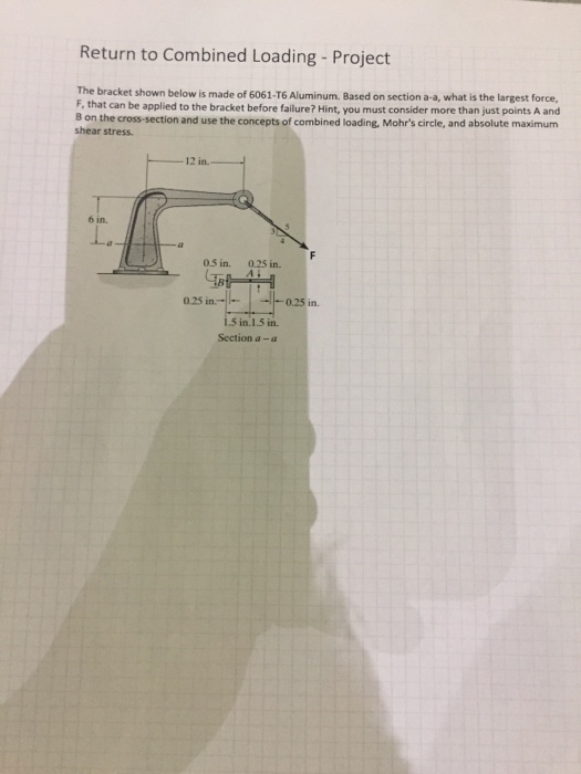 Solved Return to Combined Loading - Project The bracket | Chegg.com