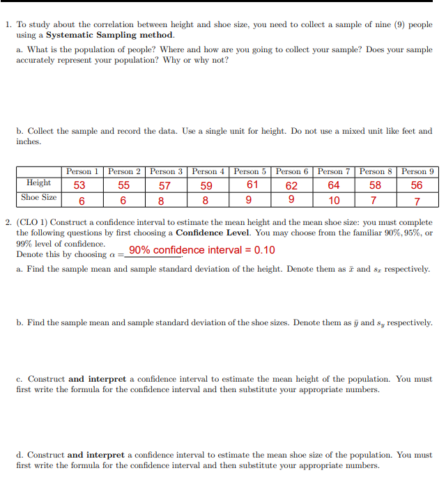 Solved 1. To Study About The Correlation Between Height And | Chegg.com ...