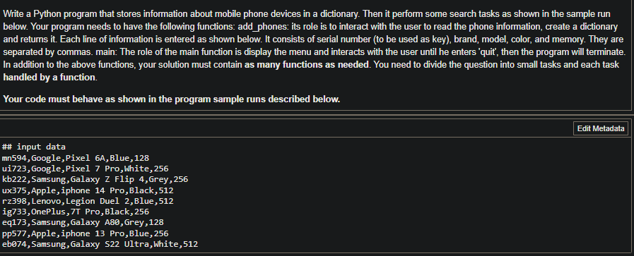 Solved Write a Python program that stores information about | Chegg.com