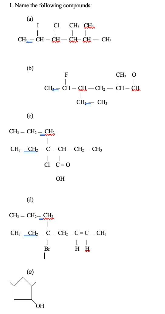 Solved 1. Name The Following Compounds: (b | Chegg.com