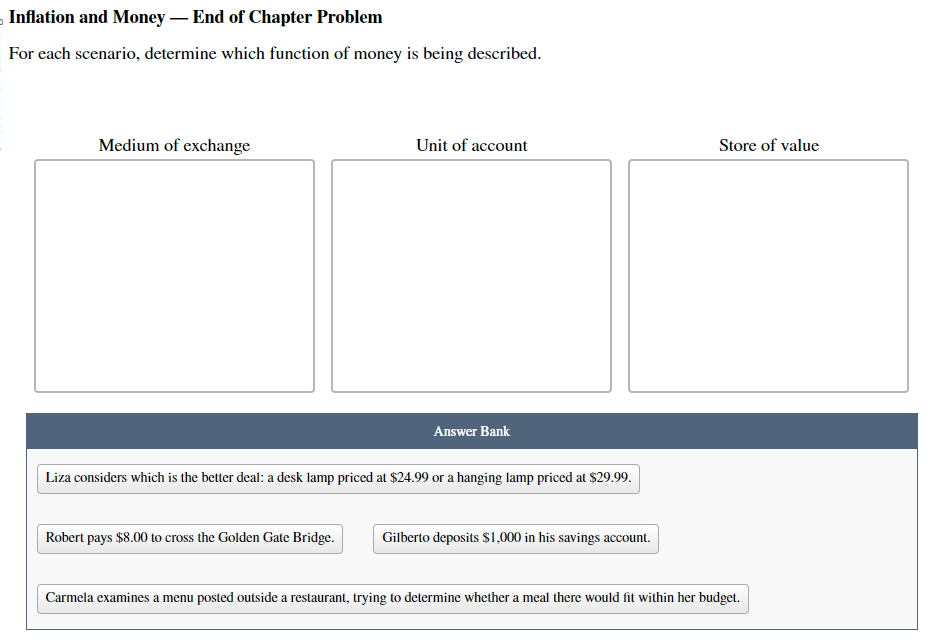 Solved Inflation and Money — ﻿End of Chapter ProblemFor each | Chegg.com