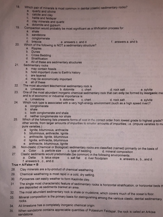 Which Pair Of Minerals Is Most Common In Detrital Sedimentary Rocks?