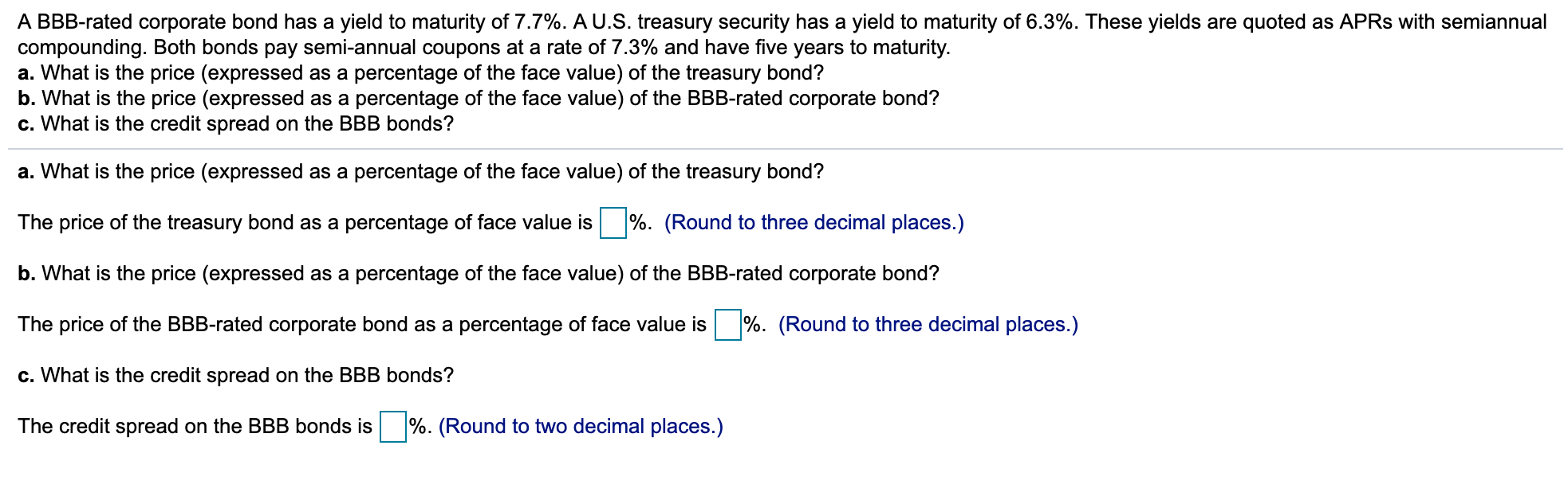 Solved A BBB-rated Corporate Bond Has A Yield To Maturity Of | Chegg.com