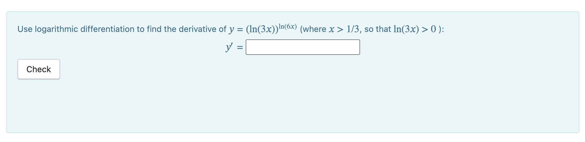 domain of y ln x 3