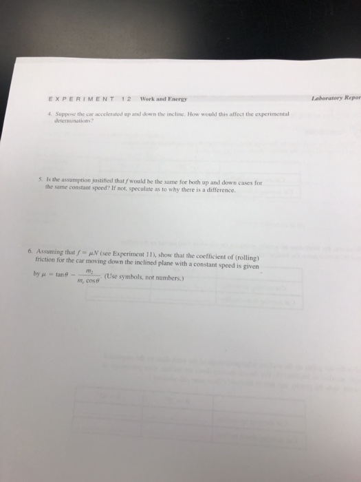 Solved EXPERIMENT 1 2 Work and Energy Laboratory Repor 4. | Chegg.com