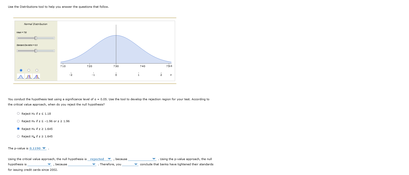 hypothesis tests for a population mean standard deviation known