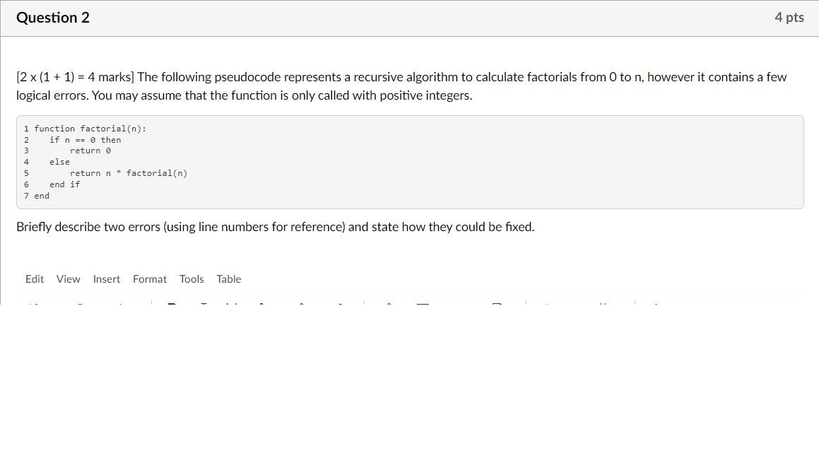 Solved Question 2 4 pts [2 x (1 + 1) = 4 marks] The | Chegg.com