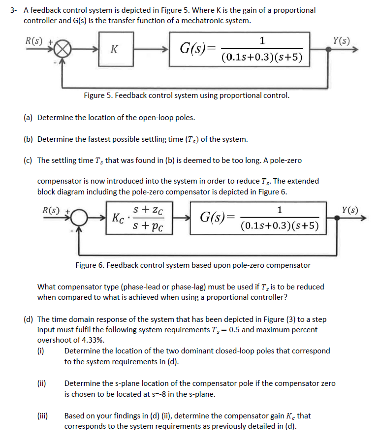 Solved 3- A Feedback Control System Is Depicted In Figure 5. | Chegg.com