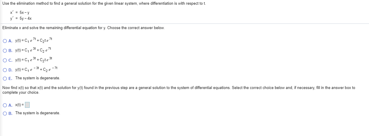 Solved Use The Elimination Method To Find A General Solution 6663